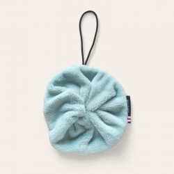 Fleur de douche vert menthe en éponge de bambou, coté doux