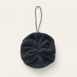 Fleur de douche noire en éponge de bambou, coté doux