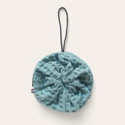 Fleur de douche vert émeraude en éponge de bambou, coté doux