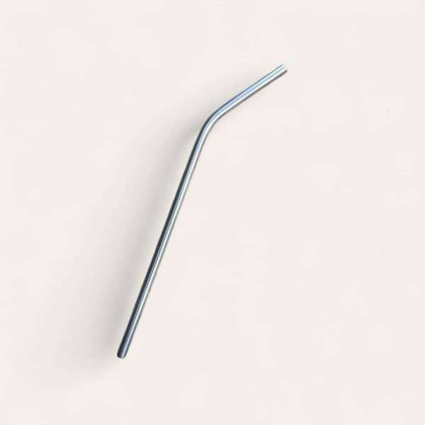 Paille en inox coudée argentée réutilisable – 21 cm