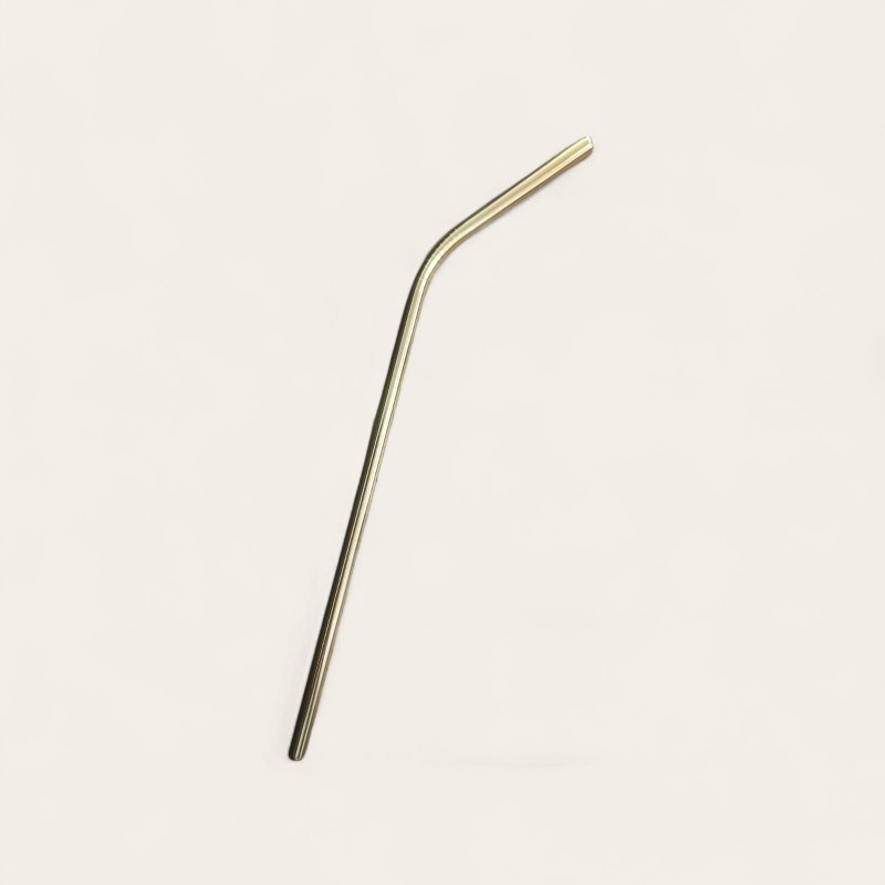 Paille en inox coudée dorée réutilisable – 21 cm
