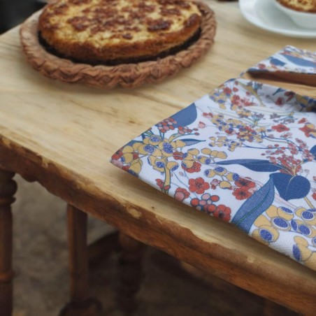 Sac à tarte fleurs avec intérieur en tissu enduit pour transporter vos plats made in France