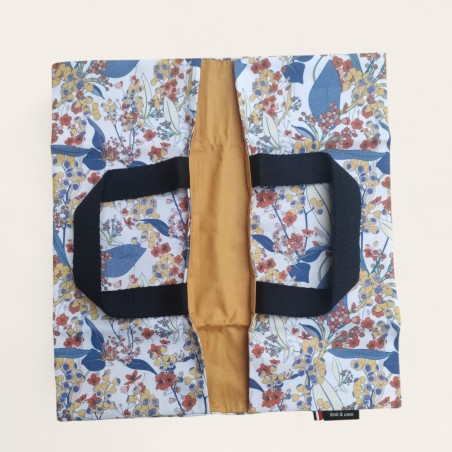Sac à tarte fleurs avec intérieur en tissu enduit pour transporter vos plats made in France