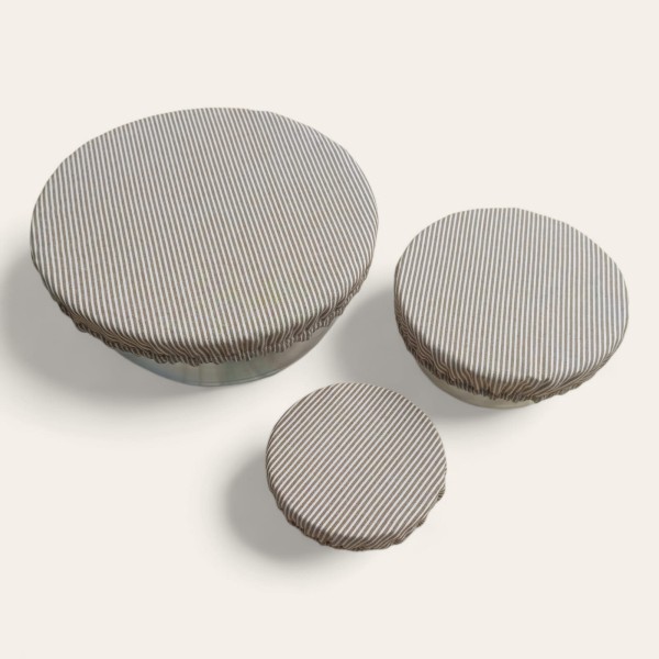 Charlotte alimentaire lavable rayée ocre – S & XL