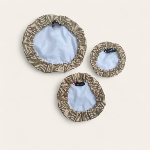 Charlotte alimentaire lavable rayée ocre – S & XL