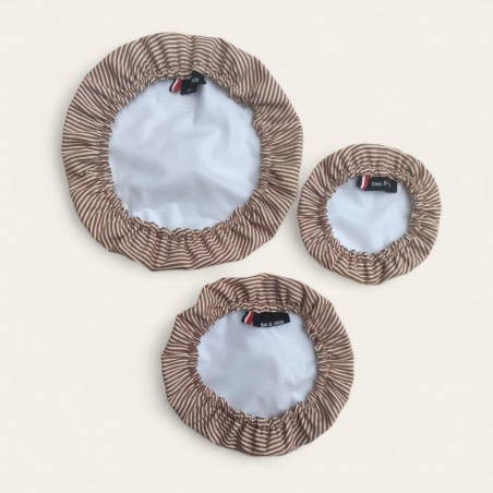 Petite charlotte alimentaire lavable rayée brique – S
