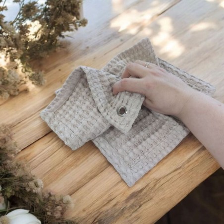 Essuie mains beige en maxi nid d'abeille doux et absorbant