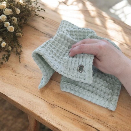 Essuie mains menthe en maxi nid d'abeille doux et absorbant