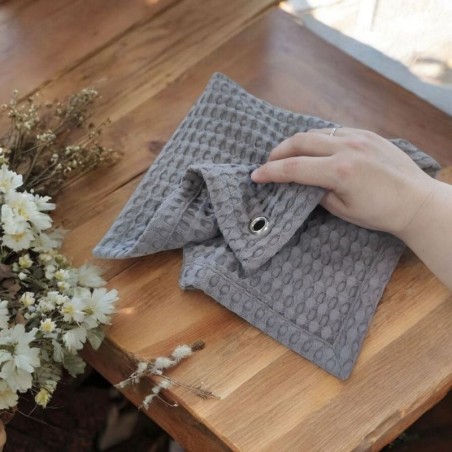 Essuie mains gris en maxi nid d'abeille doux et absorbant