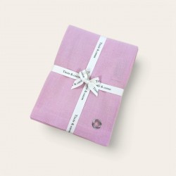 Torchon en coton lavé rose suspendu – Ambiance rustique