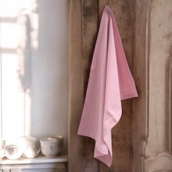 Torchon en coton lavé rose suspendu – Ambiance rustique
