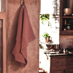 Torchon en nid d'abeille 100% coton ultra absorbant made in France brique