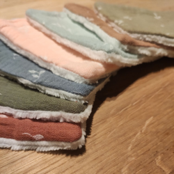 Lot de 7 lingettes lavables en éponge de bambou made in France motif branches