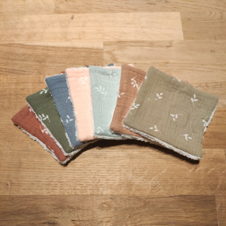Lot de 7 lingettes lavables en éponge de bambou made in France motif branches
