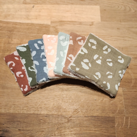 Lot de 7 lingettes lavables en éponge de bambou made in France motif léopard