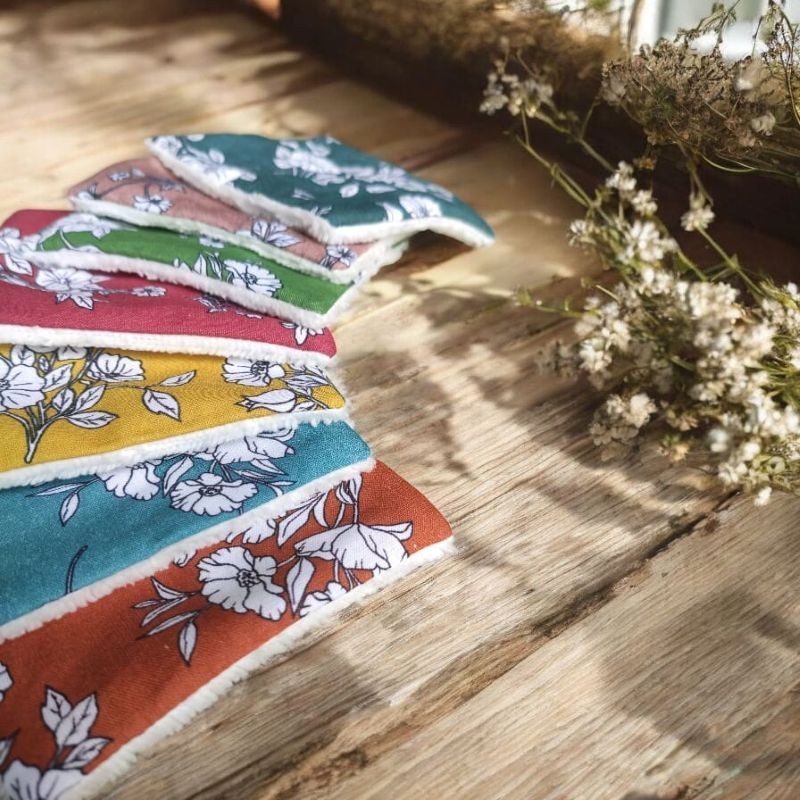 Lot de 7 lingettes motif flowers