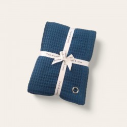 Torchon en nid d’abeille couleur pétrole – Ambiance déco mur en pierre