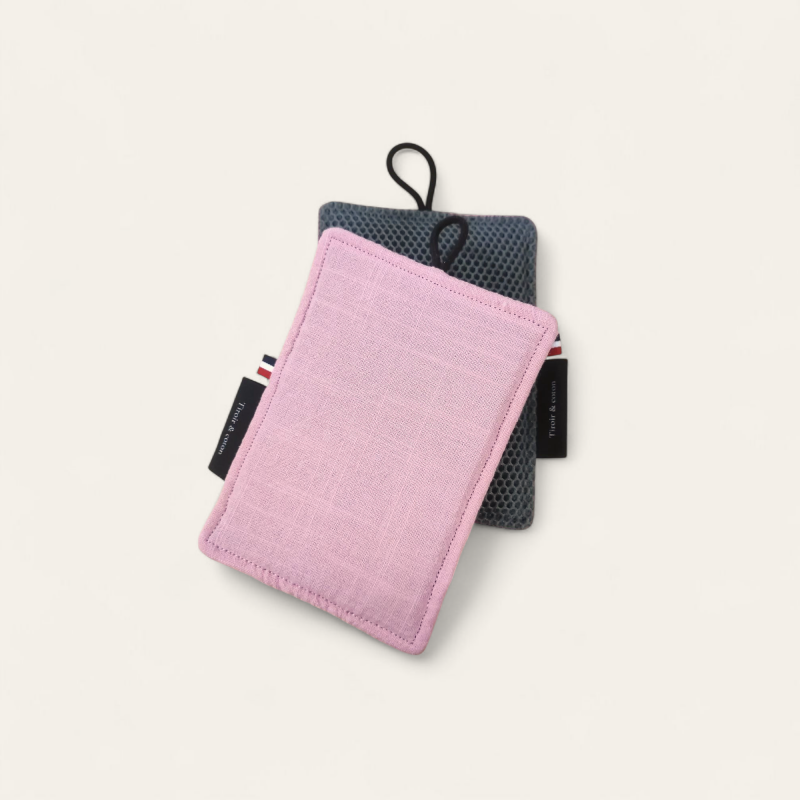 Eponge lavable Rose en coton lavé