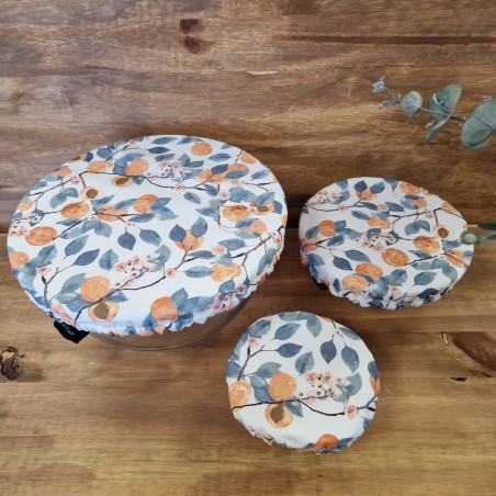 lot de 3 charlottes alimentaires lavables et réutilisables Abricots