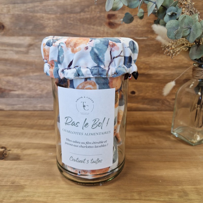 lot de 3 charlottes alimentaires lavables et réutilisables Abricots