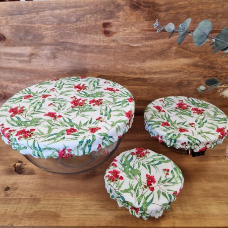 lot de 3 charlottes alimentaires lavables et réutilisables Eucalyptus