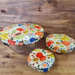 lot de 3 charlottes alimentaires lavables et réutilisables Tutti frutti