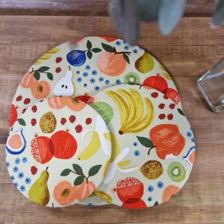 lot de 3 charlottes alimentaires lavables et réutilisables Tutti frutti
