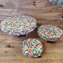 lot de 3 charlottes alimentaires lavables et réutilisables Cerises