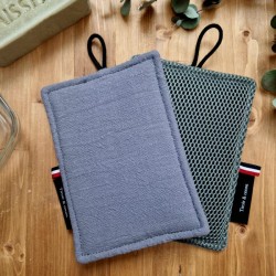 Eponge lavable made in France qui gratte mais ne raye pas gris anthracite