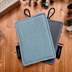 Eponge lavable made in France qui gratte mais ne raye pas vert sauge