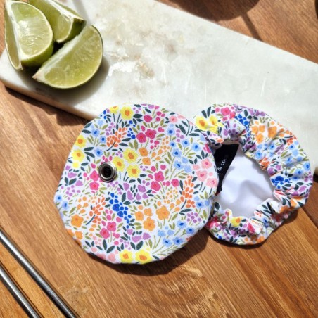 Couvre verre fleuri anti insectes avec oeillet