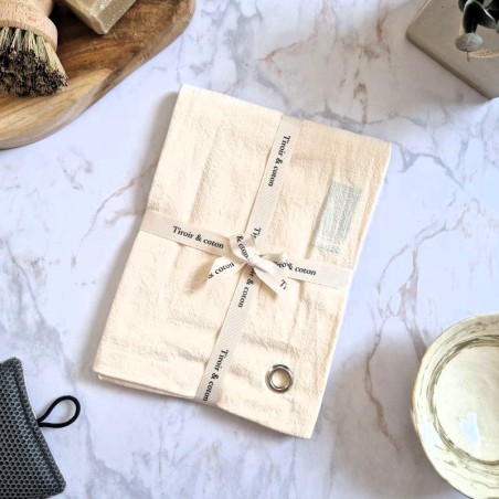 Torchon vaisselle 100% coton – Emballage cadeau avec un joli ruban Tiroir & Coton