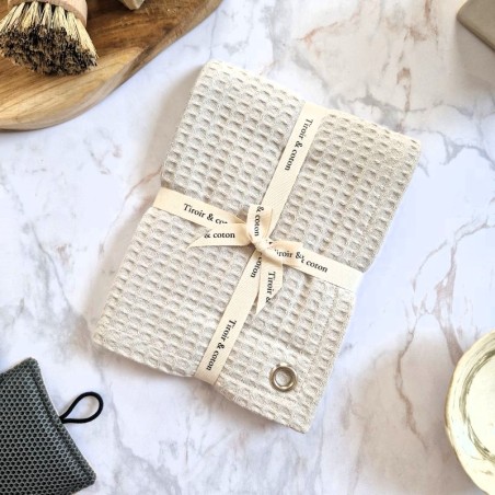 Torchon essuie mains 100% coton – Emballage cadeau avec un joli ruban Tiroir & Coton