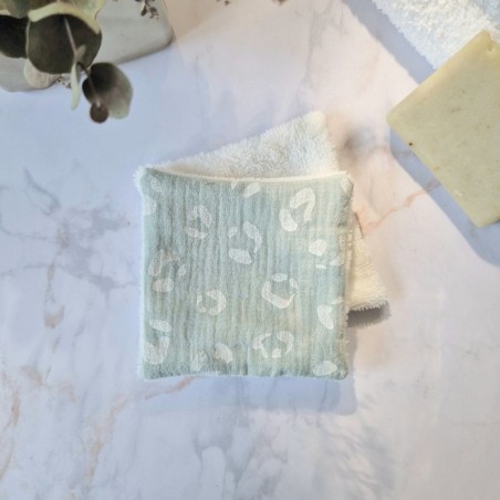 Lingette démaquillante Féline Céladon lavable et réutilisable