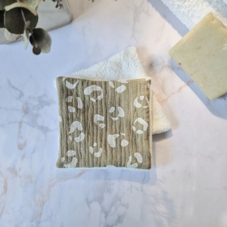 Lingette démaquillante Féline Olive lavable et réutilisable