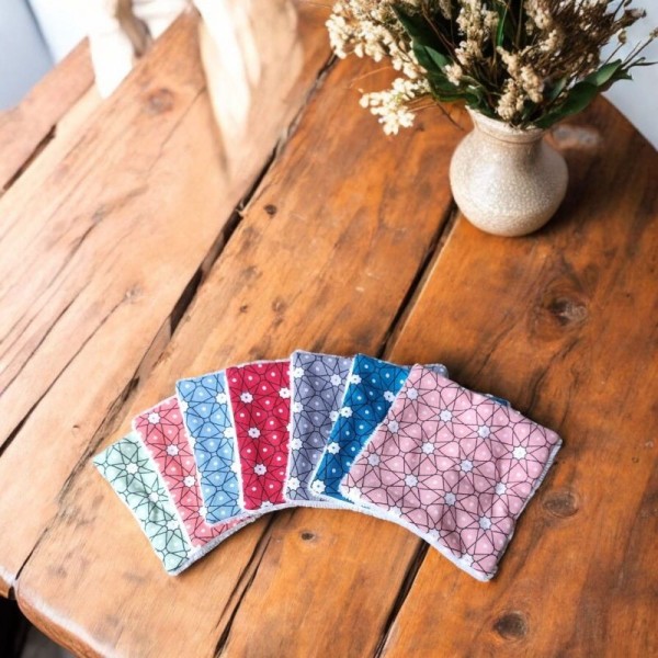 7 lingettes démaquillantes lavables – Semainier Mosaïque