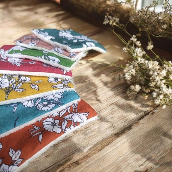 7 lingettes démaquillantes lavables – Semainier Flora