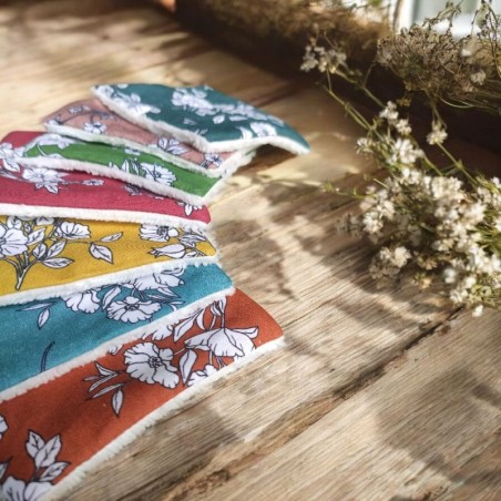 7 lingettes démaquillantes lavables – Semainier Flora