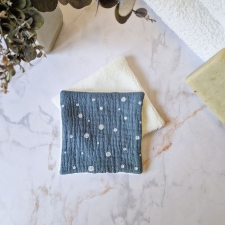 Lingette démaquillante Neige Azur lavable et réutilisable