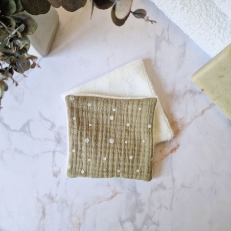 Lingette démaquillante Neige Olive lavable et réutilisable