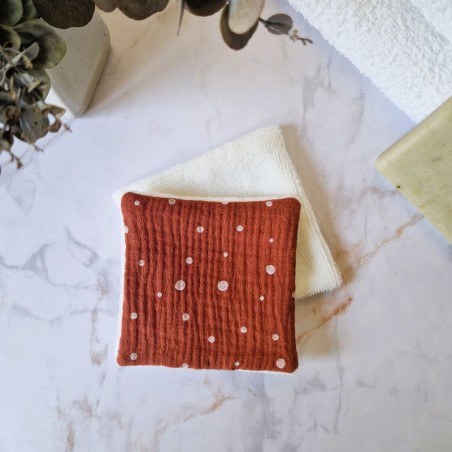 Lingette démaquillante Neige Terracotta lavable et réutilisable
