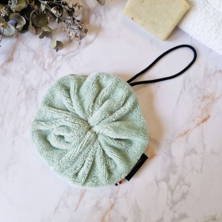 Fleur de douche Menthe face douce en éponge de bambou