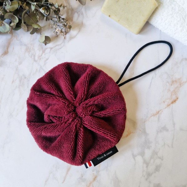 Fleur de douche lavable double face Bordeaux