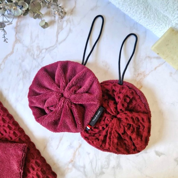 Fleur de douche lavable double face Bordeaux