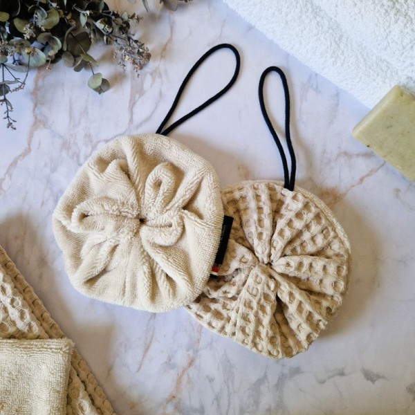 Fleur de douche lavable double face Sable