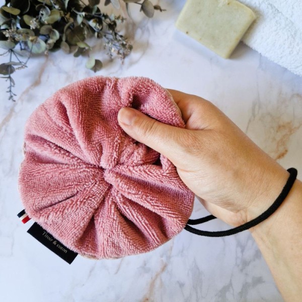 Fleur de douche lavable double face Rose