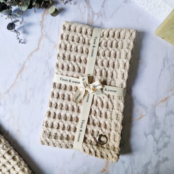 Essuie-mains Sable en maxi nid d’abeille 100 % coton, très absorbant et à séchage rapide