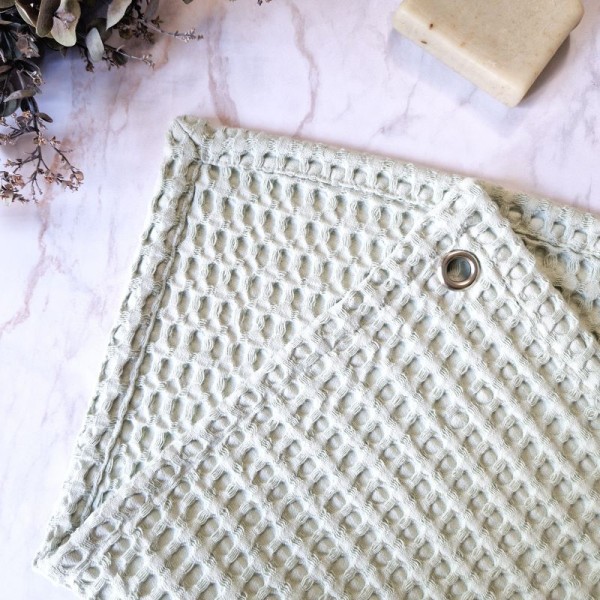 Essuie-mains Menthe en maxi nid d’abeille 100 % coton, très absorbant et à séchage rapide