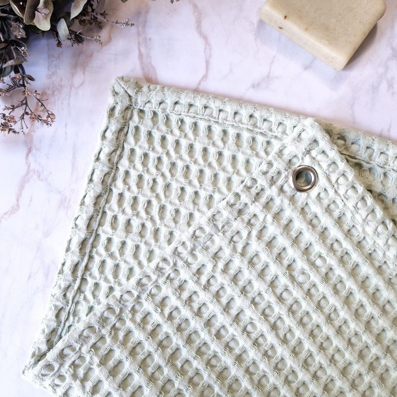 Essuie-mains Menthe en maxi nid d’abeille 100 % coton, très absorbant et à séchage rapide