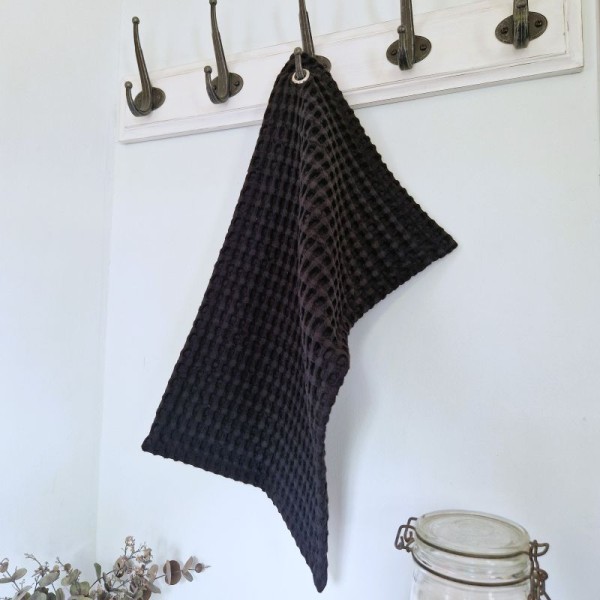 Essuie-mains Charbon en maxi nid d’abeille 100 % coton, très absorbant et à séchage rapide